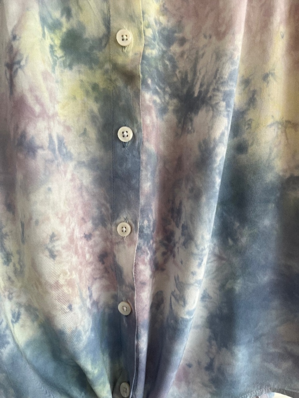 American Eagle Tie Dye Blouson Tie Front Blouse Size Medium - Picture 3 of 7
